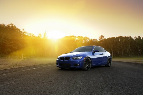 Beautiful bmw 3 car in the evening sun