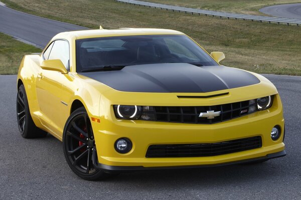 Beautiful Chevrolet camaro sports car on the race track