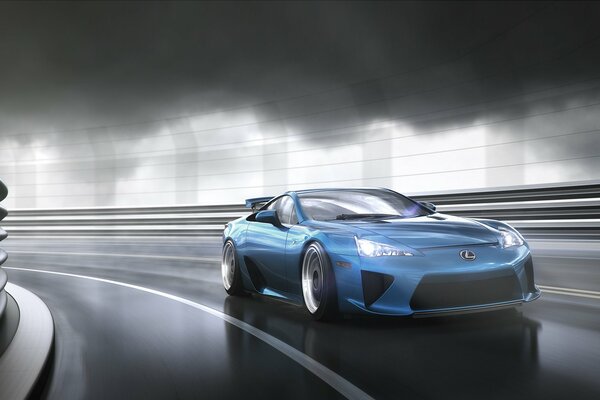 A gorgeous Lexus rushes at speed