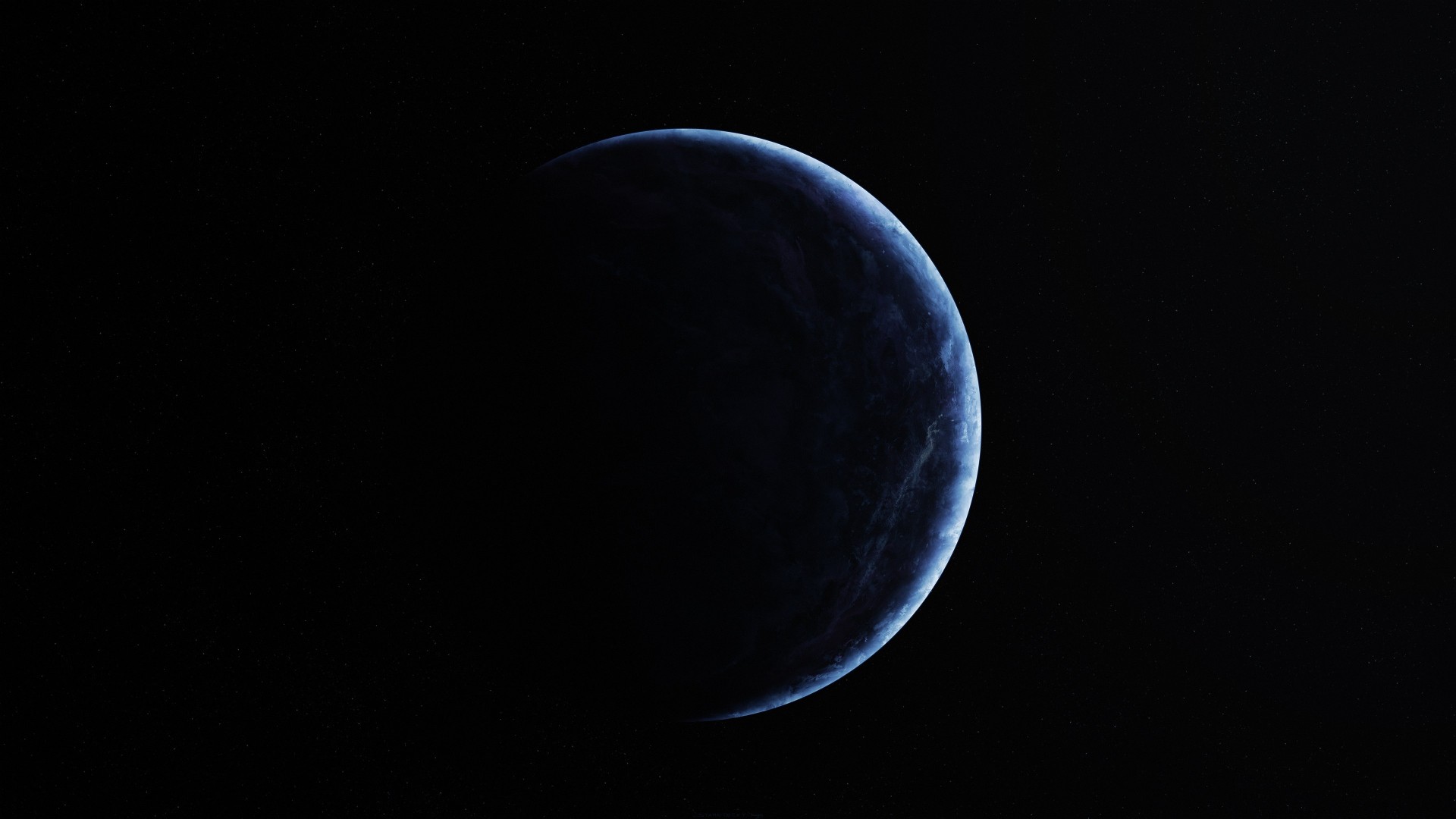 blue sci fi planet dark