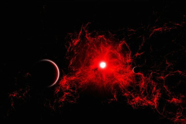 A red nebula in a dark universe