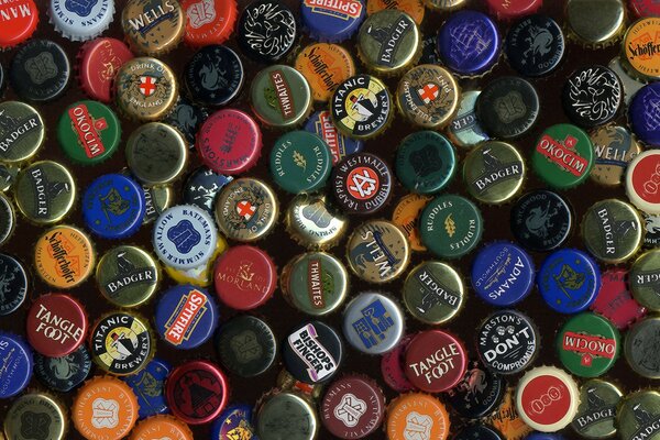 Collection of corks and lids from beer