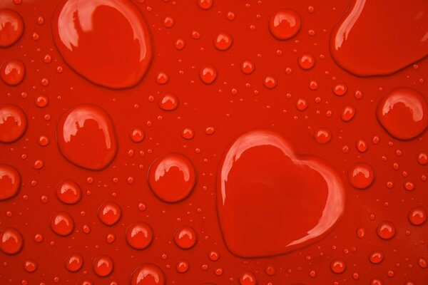 Red heart-shaped drops