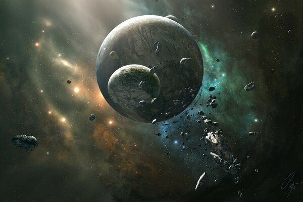 Observation of asteroids near a planet in space