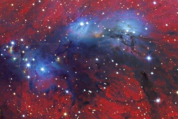 Imagen de nebulosa reflectante y constelaciones