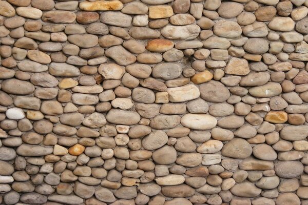 Pared de piedras marrones ovaladas