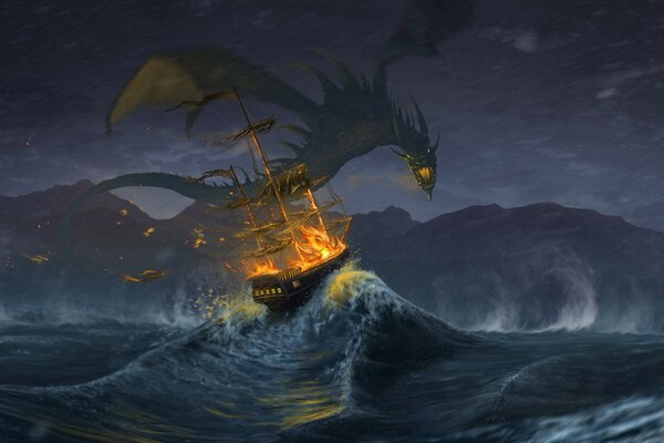 Dragon organise un incendie dans la mer