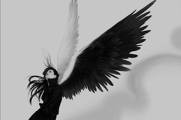 The girl with the black and white wing