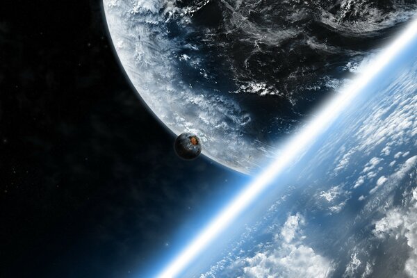 Artificial satellite orbiting planets