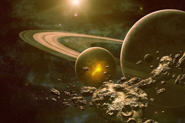 Space planets asteroids science fiction