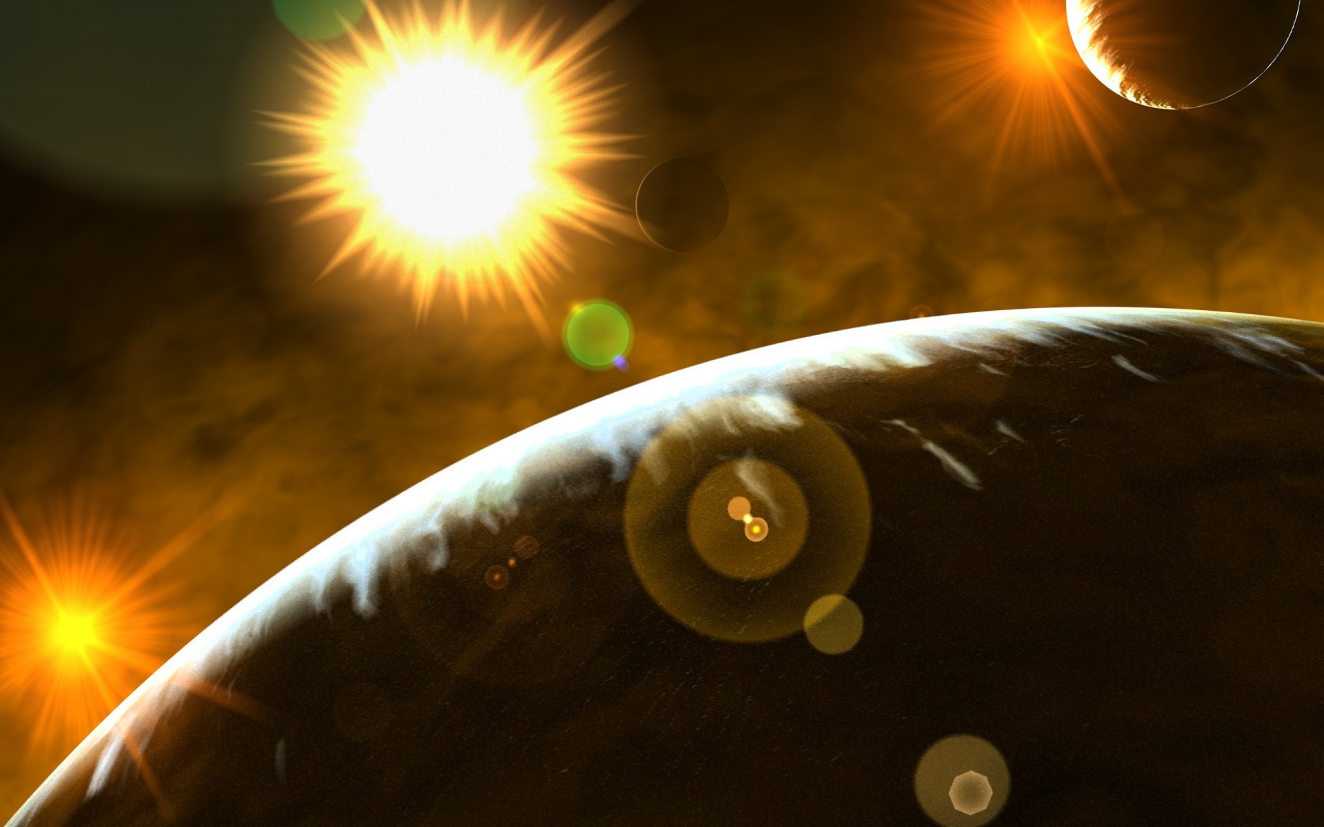 light sci fi planet sun star