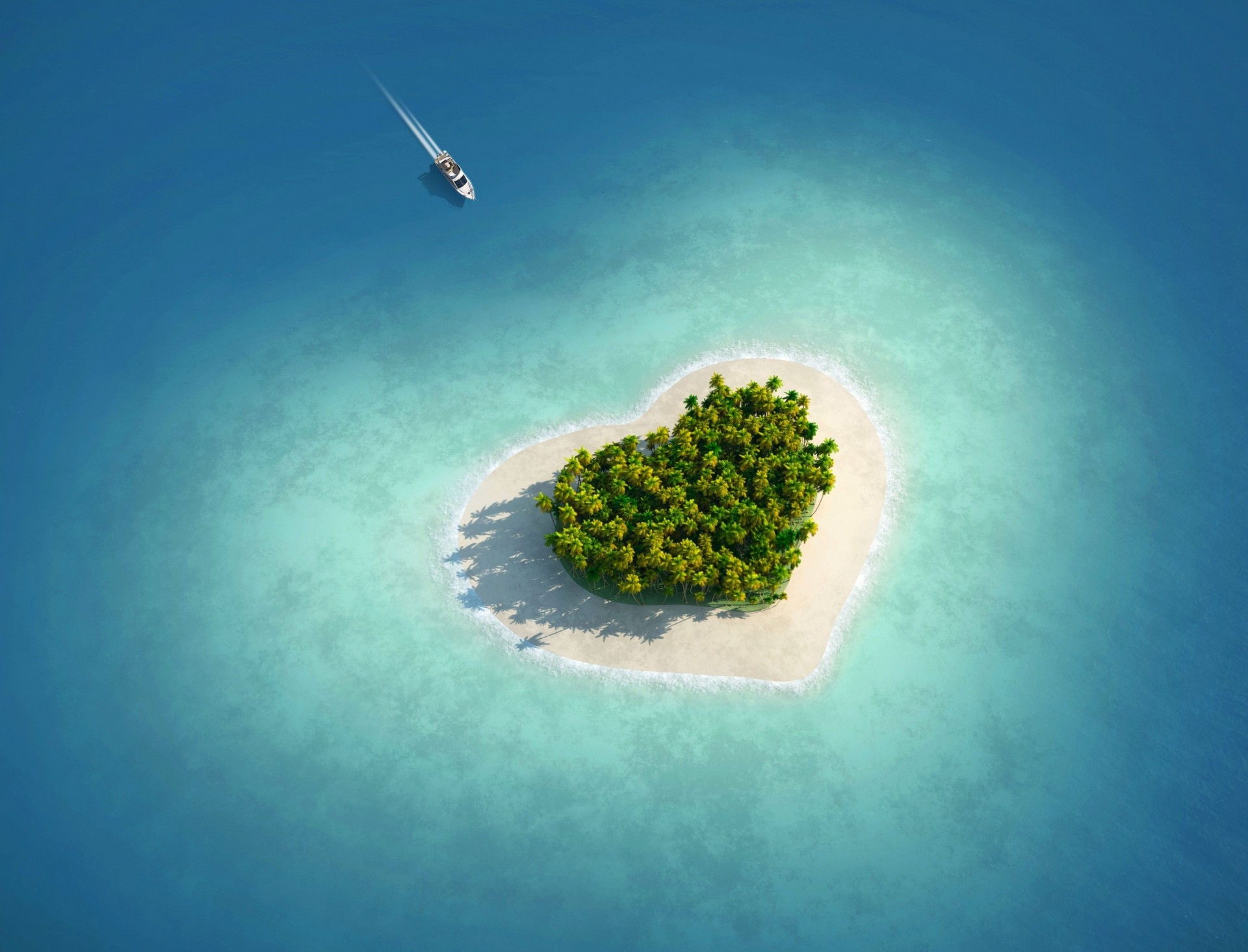 love palm heart tropics island sea