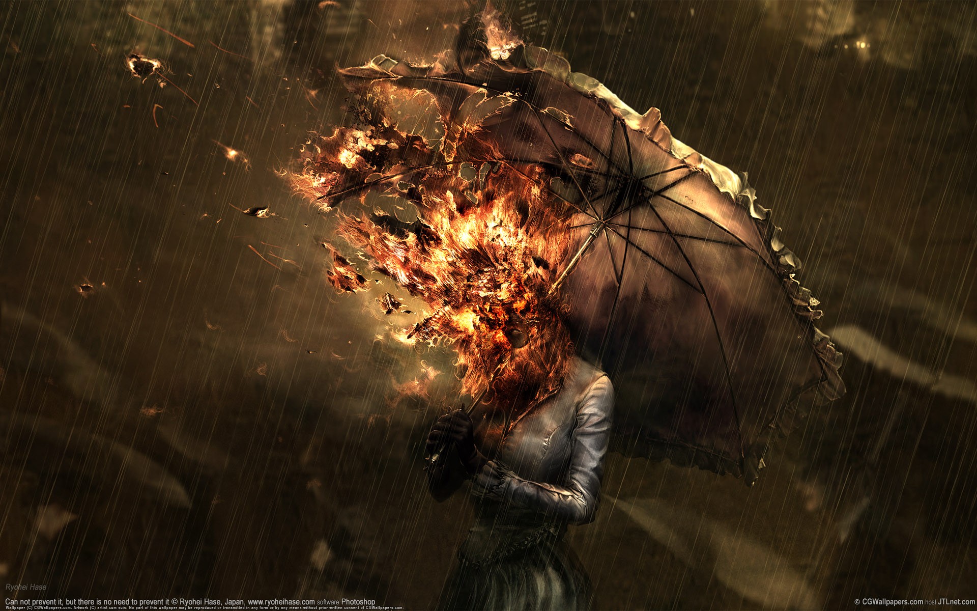 umbrella fire rain