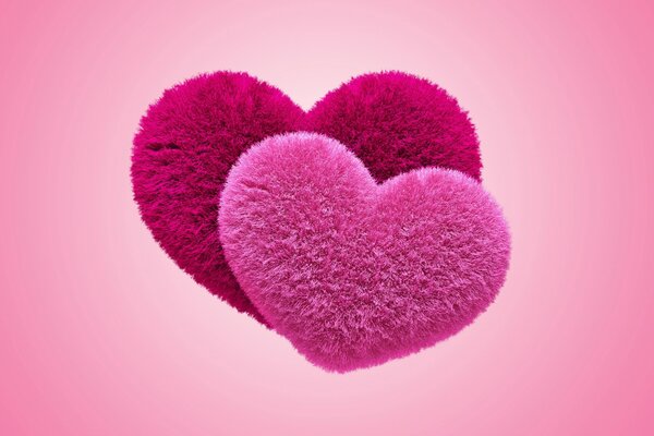 Fluffy pink hearts vector