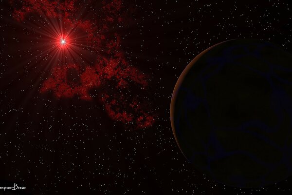 Dessin graphique de la Terre sous le rayonnement rouge