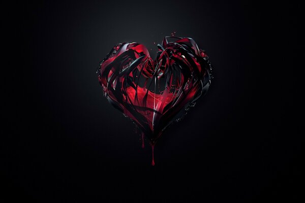 Abstract image of a heart on a black background