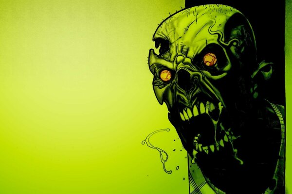 Zombie terribile su sfondo verde