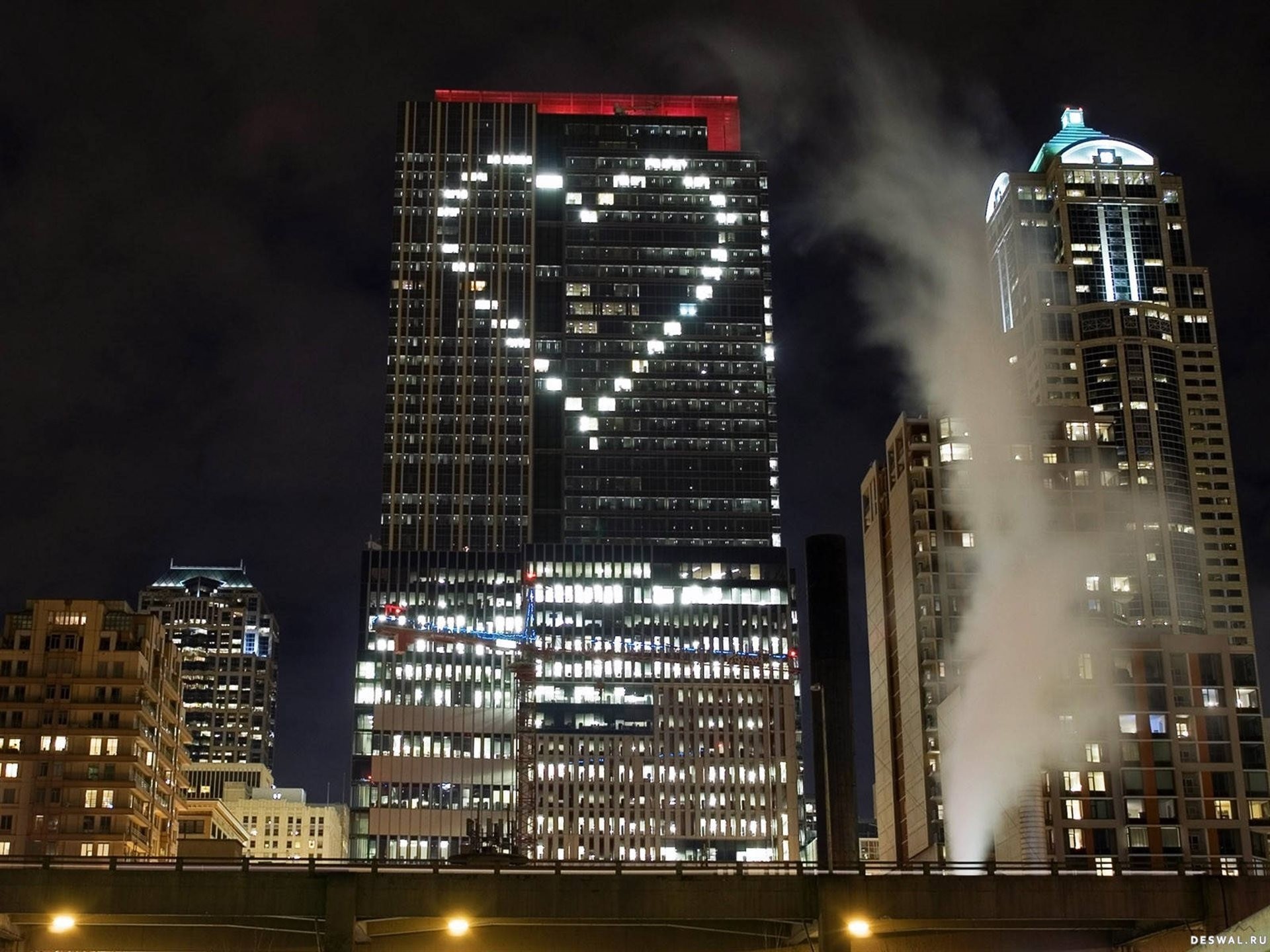 noche ventanas corazón luz ciudad edificio