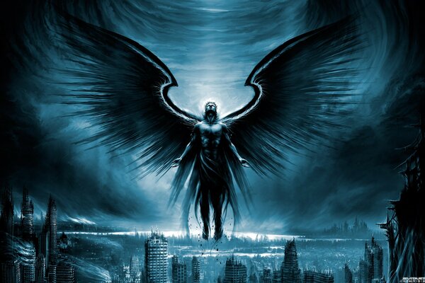 Fantasy picture of an archangel with wings