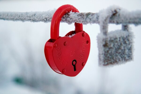 Red heart-shaped castle in the cold