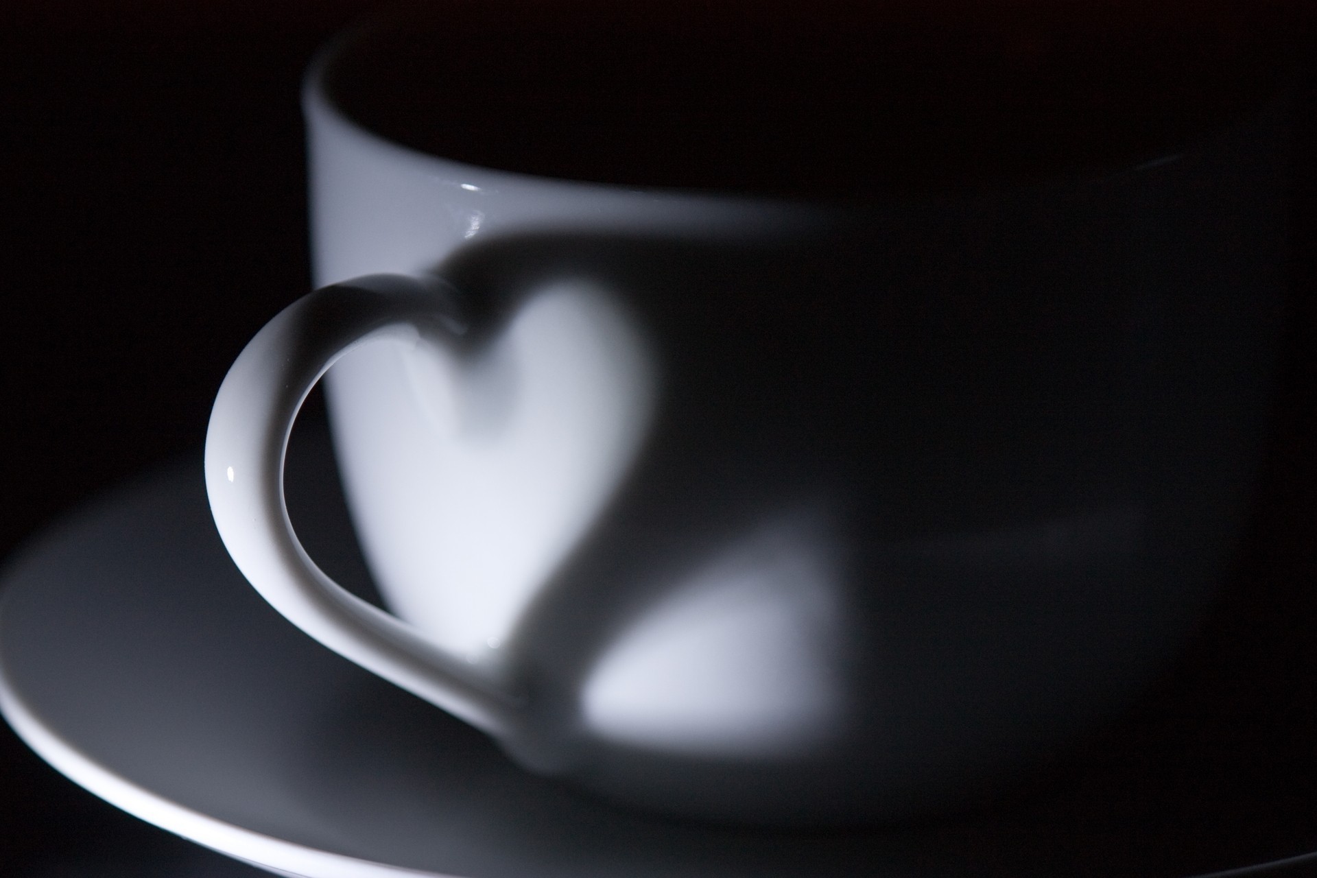 blanco y negro corazón monocromo taza grano