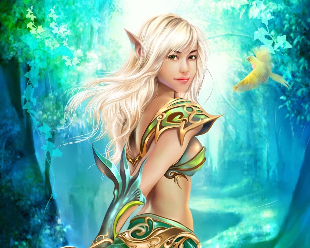 fille elfe oiseau sourire fantasy