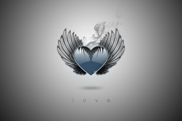 The heart icon with wings. Minimalism