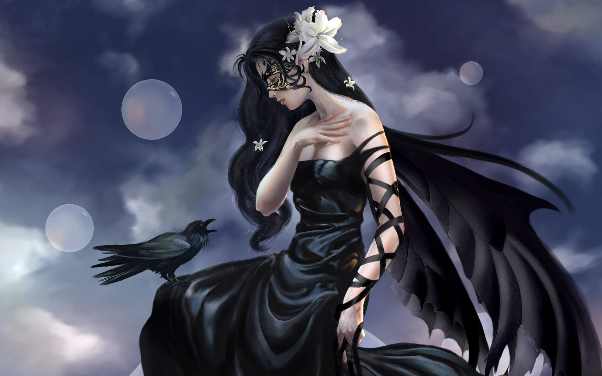 fantasy girl raven fairy