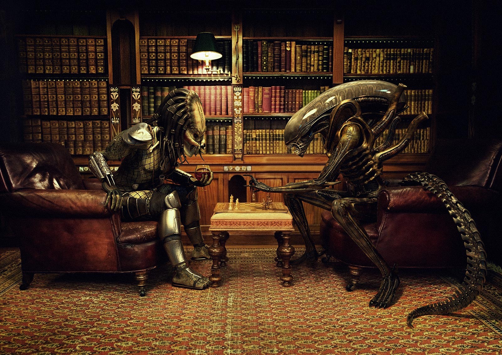 alien vs predator alien vs predator party schach bücher schrank