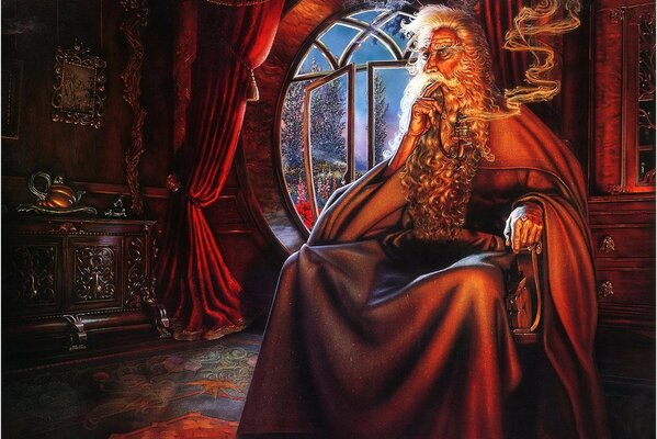 Art pensive Gandalf in the hobbit s house