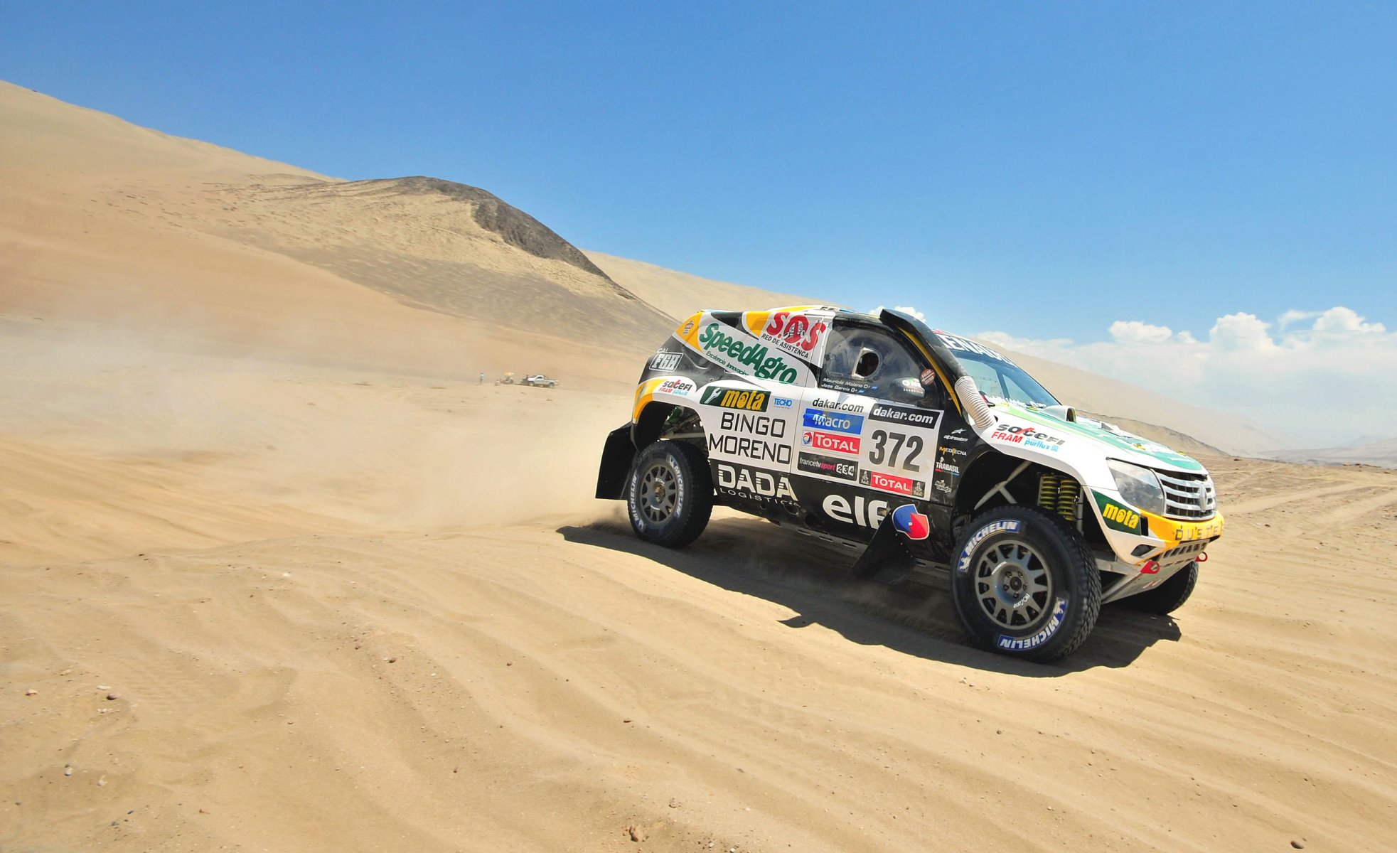 renault dakar rally deporte arena desierto rally auto coche suv vista lateral velocidad carrera