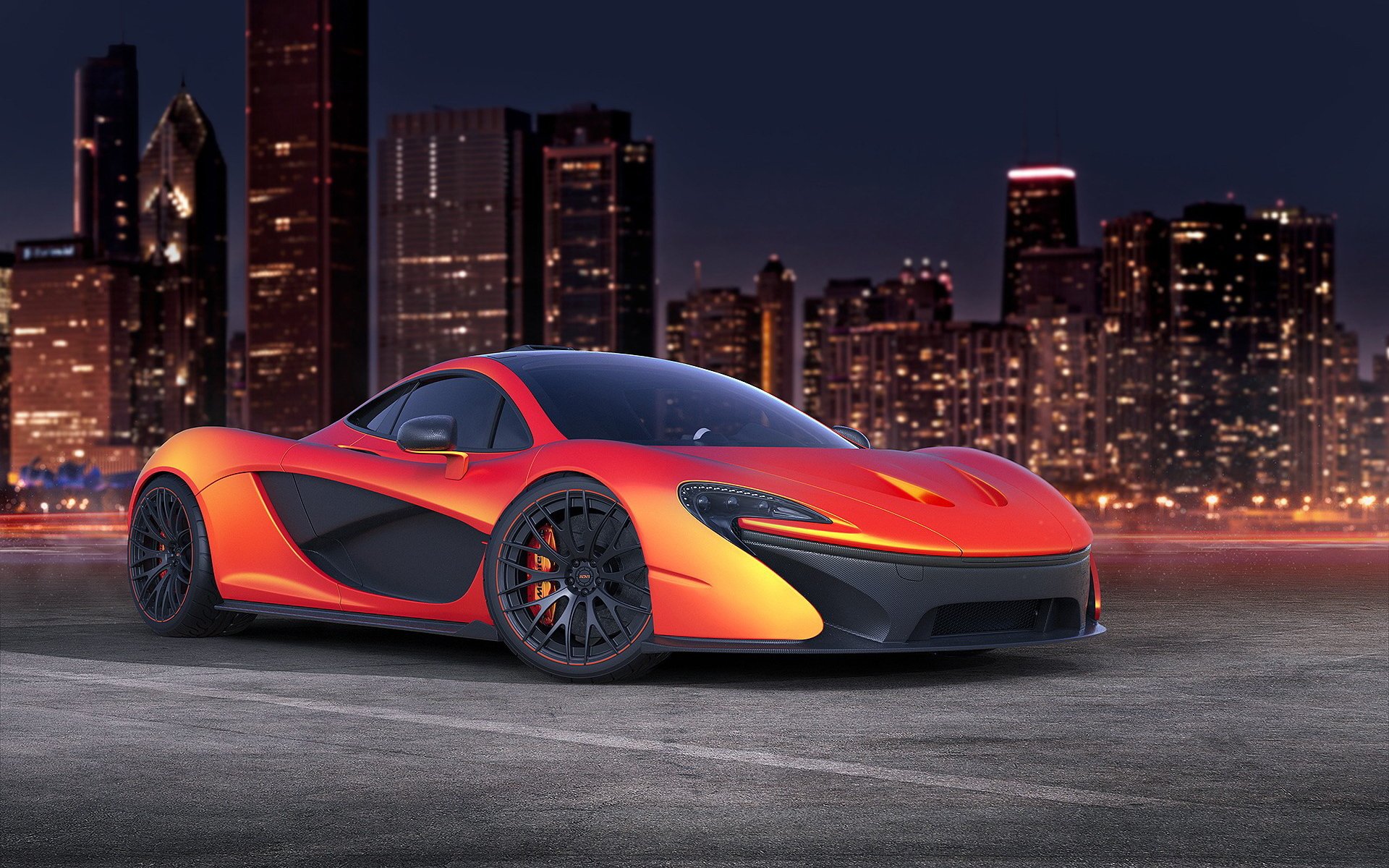 mclaren p1 supercar mclaren town night