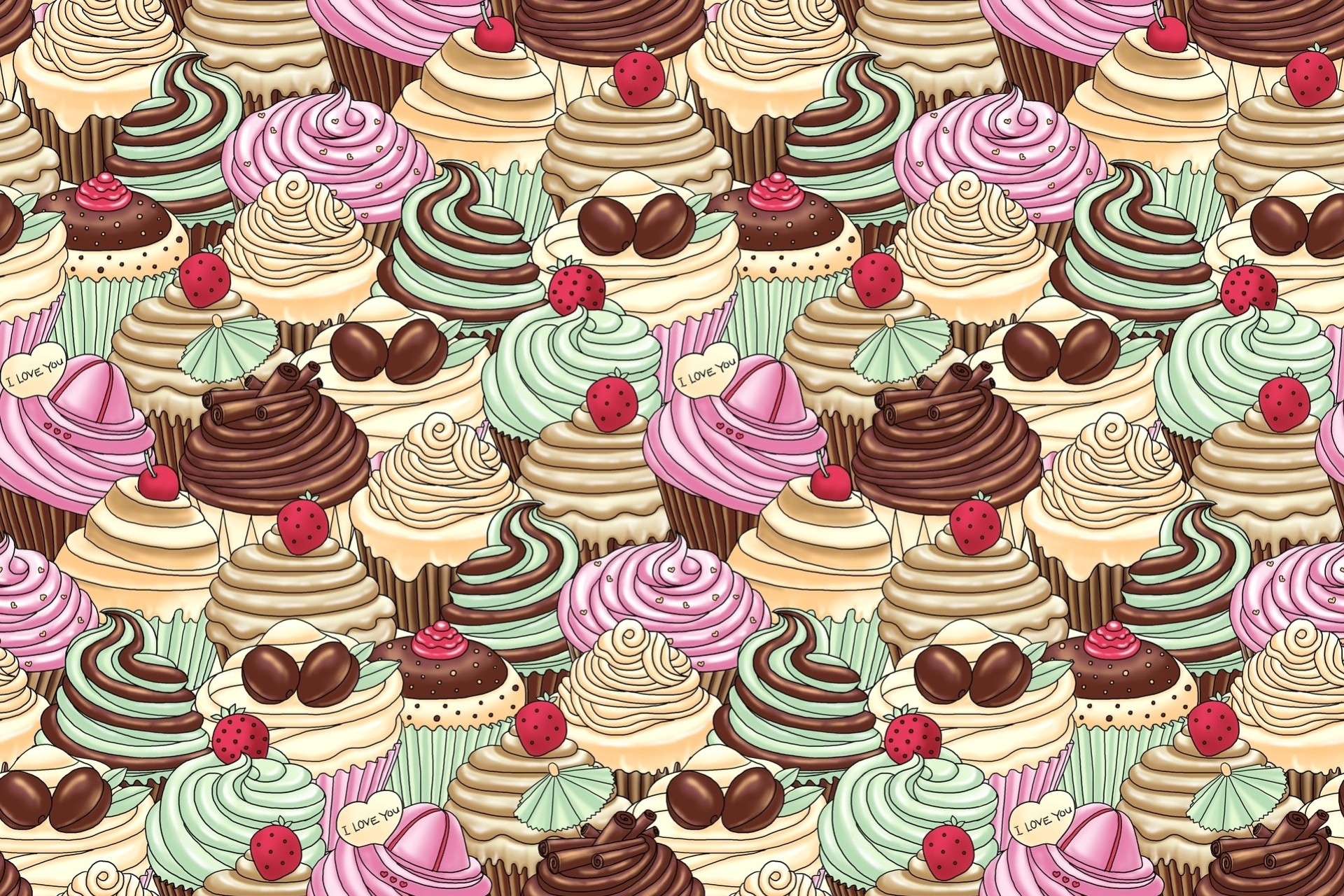 multicolori cupcakes illustrazione cibo modello