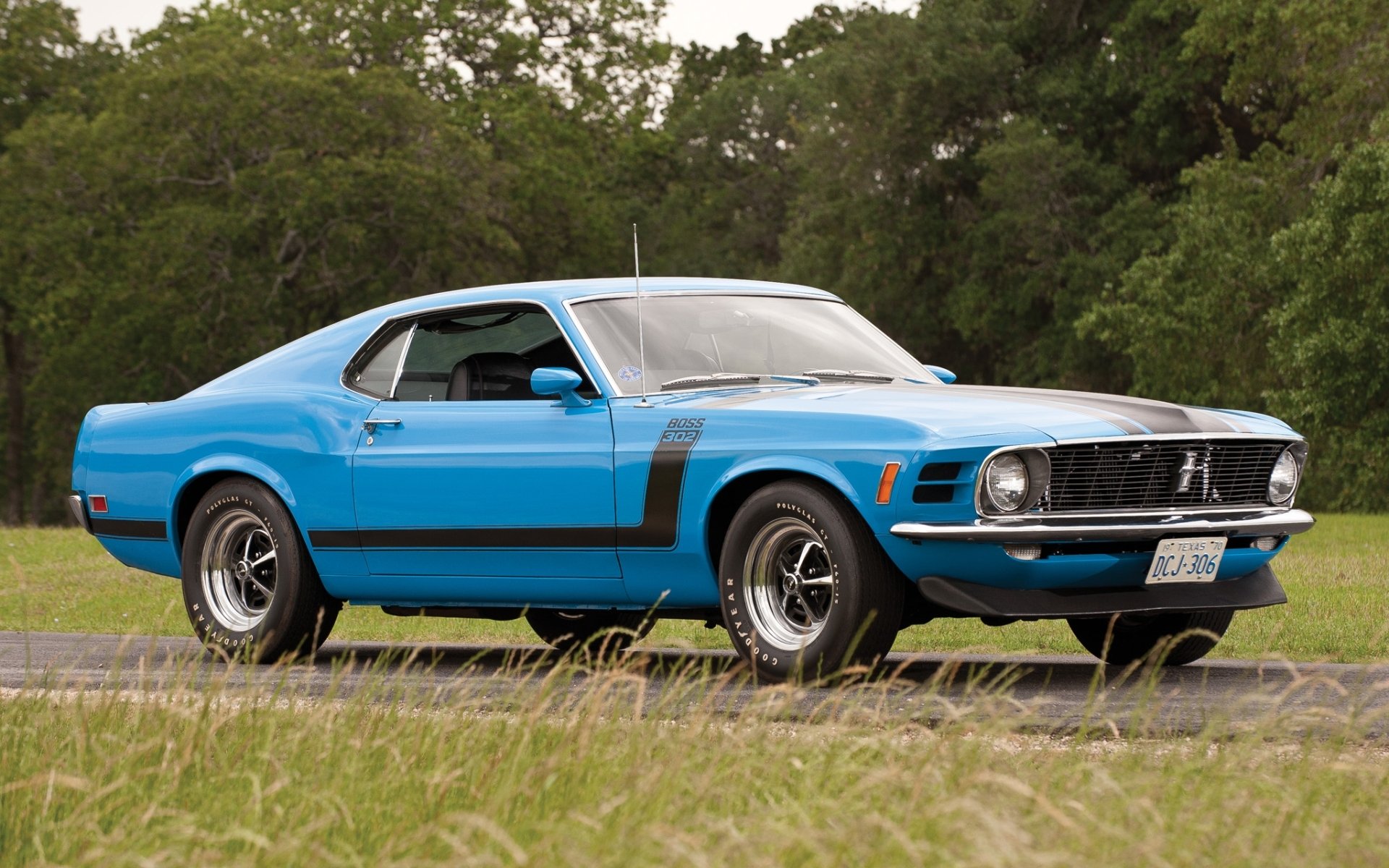 ford mustang boss 302 boss blau front muscle car muscle car straße