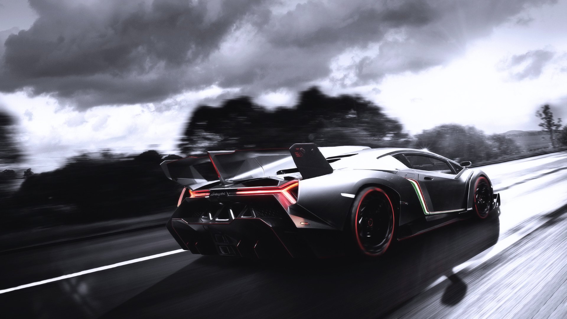 lamborghini veneno суперкар яд авто машина в движении тень дорога блик солнце