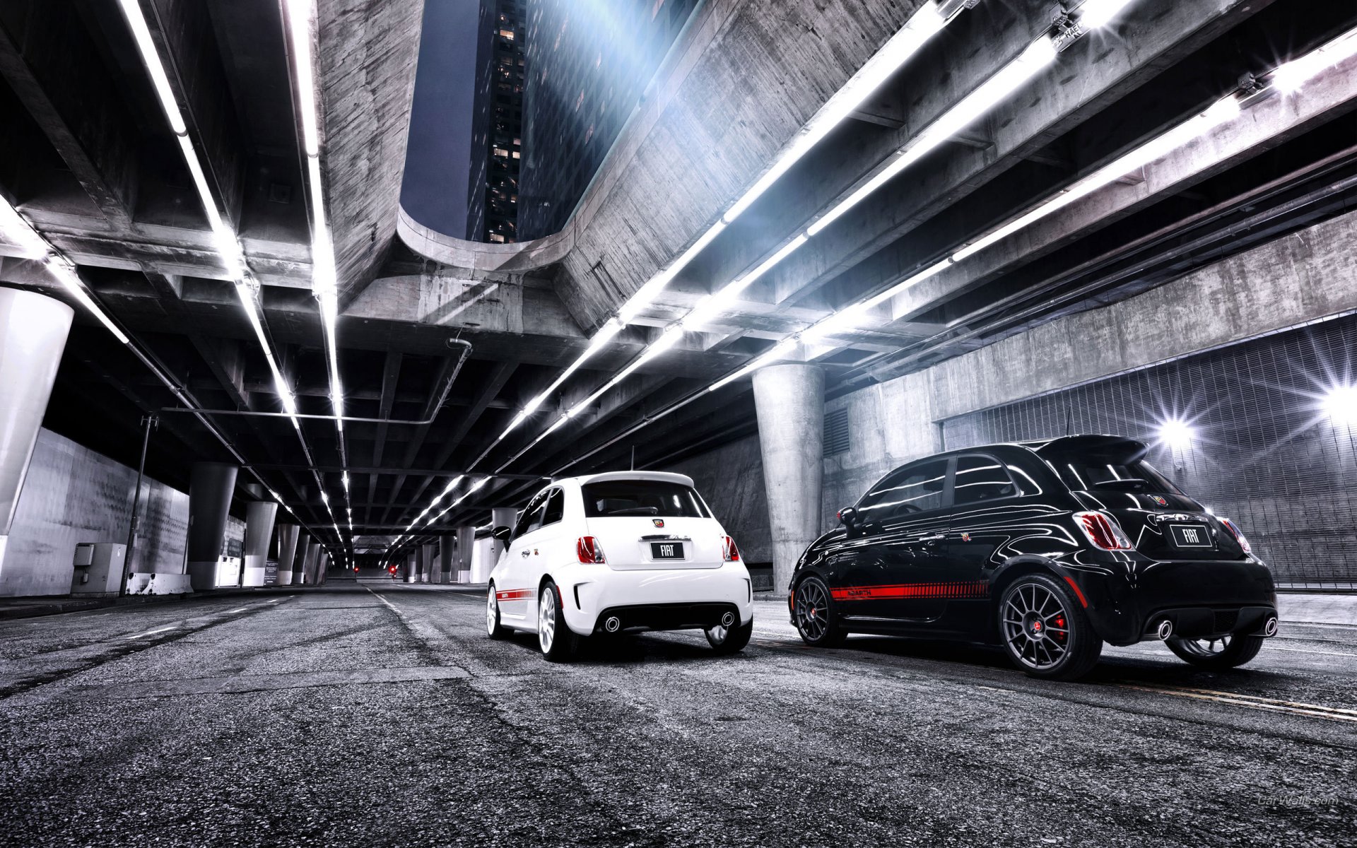 fiat 500 fiat viaduc ville nuit tuning