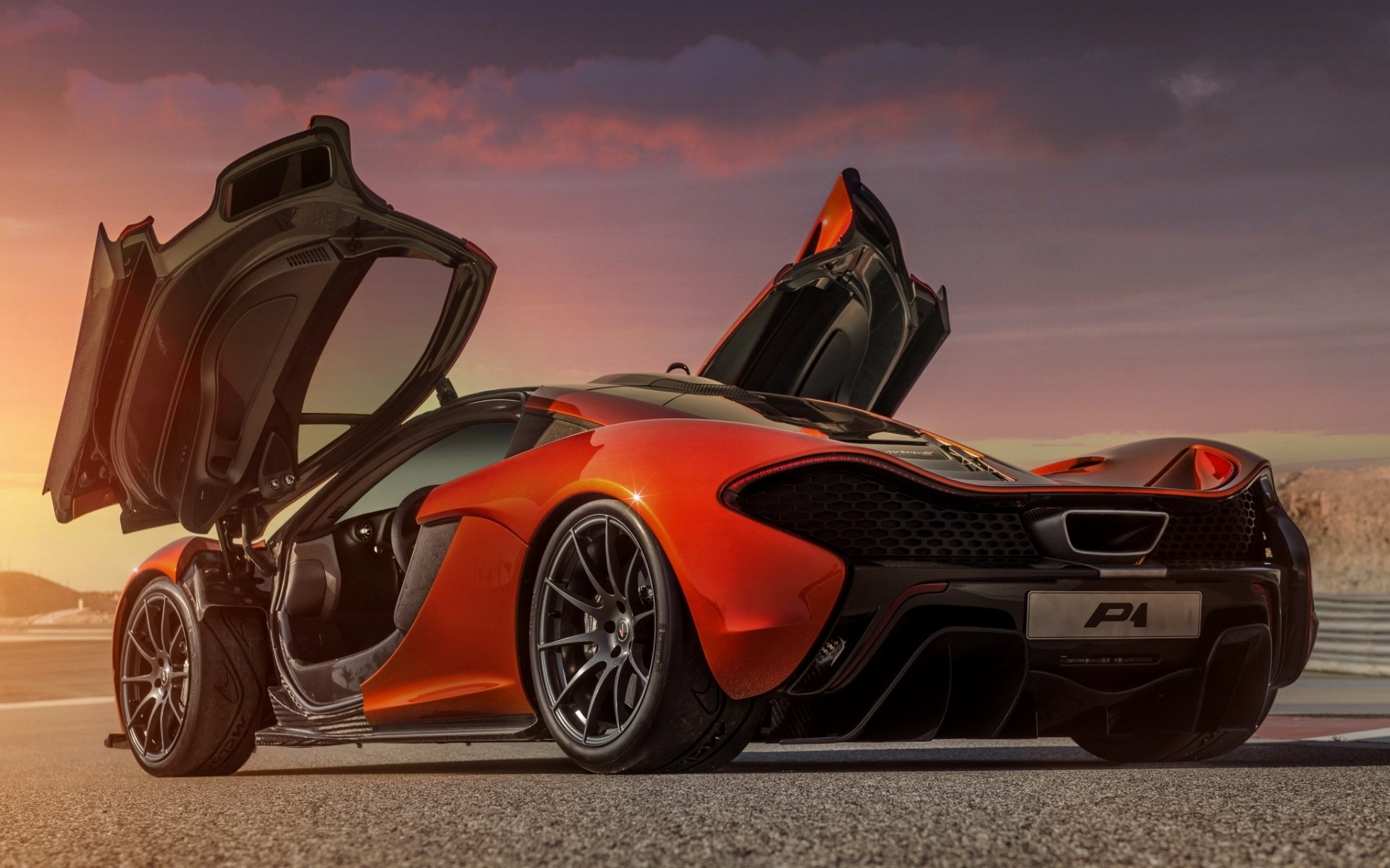 mclaren p1 concept mclaren p1 concept supercar orange rear view doors background