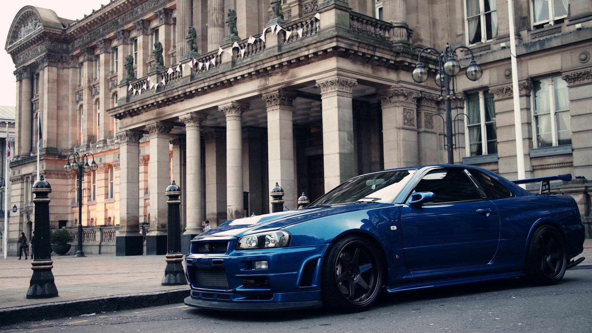 nissan skyline gtr r34 orizzonte gtr r34 nissan blu castello costruzione palazzo edificio classico tuning