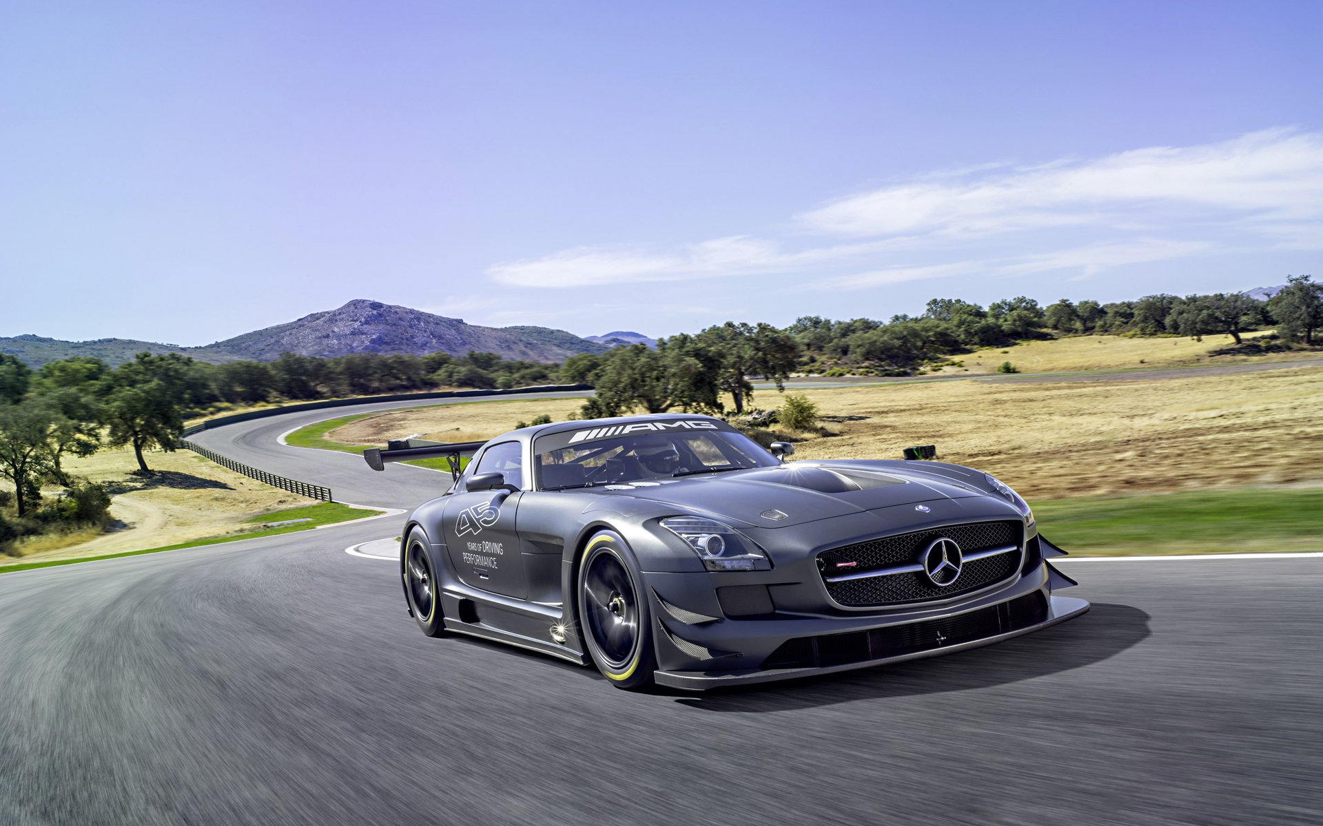 mercedes-benz sls amg gt3 тюнинг спорткар дорога движение небо