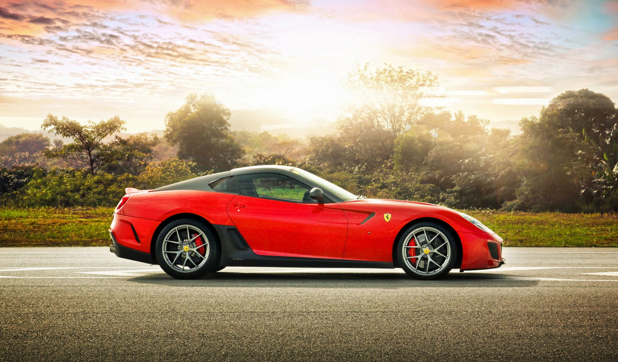 ferrari 599 gto ferrari voiture de sport arbres