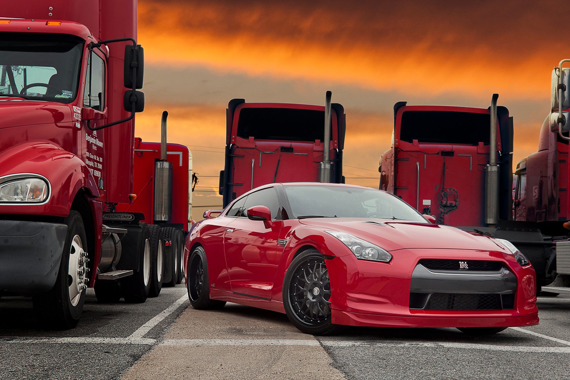 nissan gtr tuning auto coche estacionamiento camión