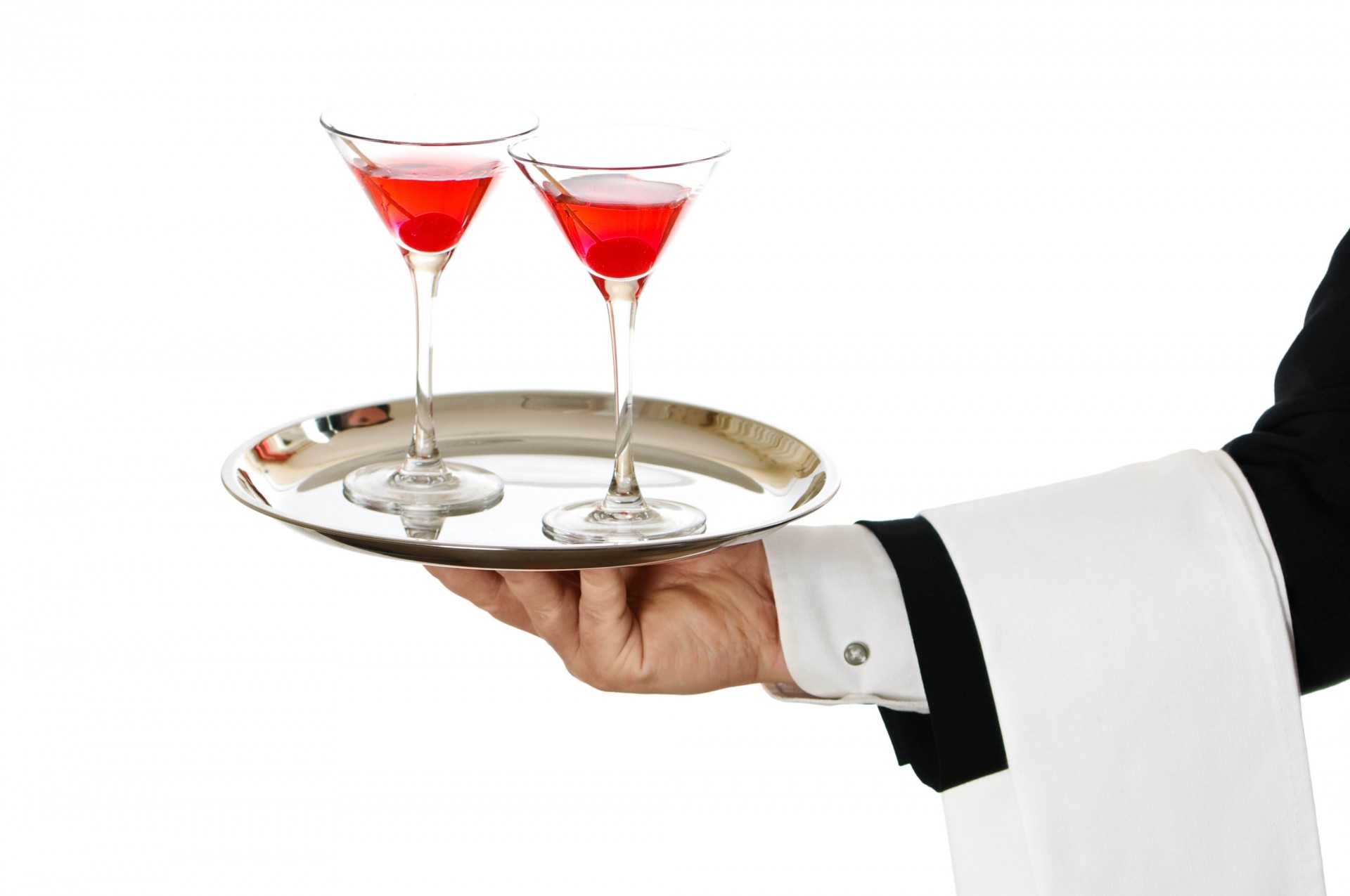 tray hand white background cocktail