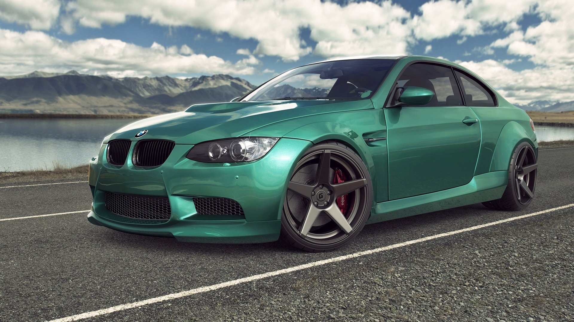 bmw m3 e92 verde coche auto bmw coche carretera cielo nubes