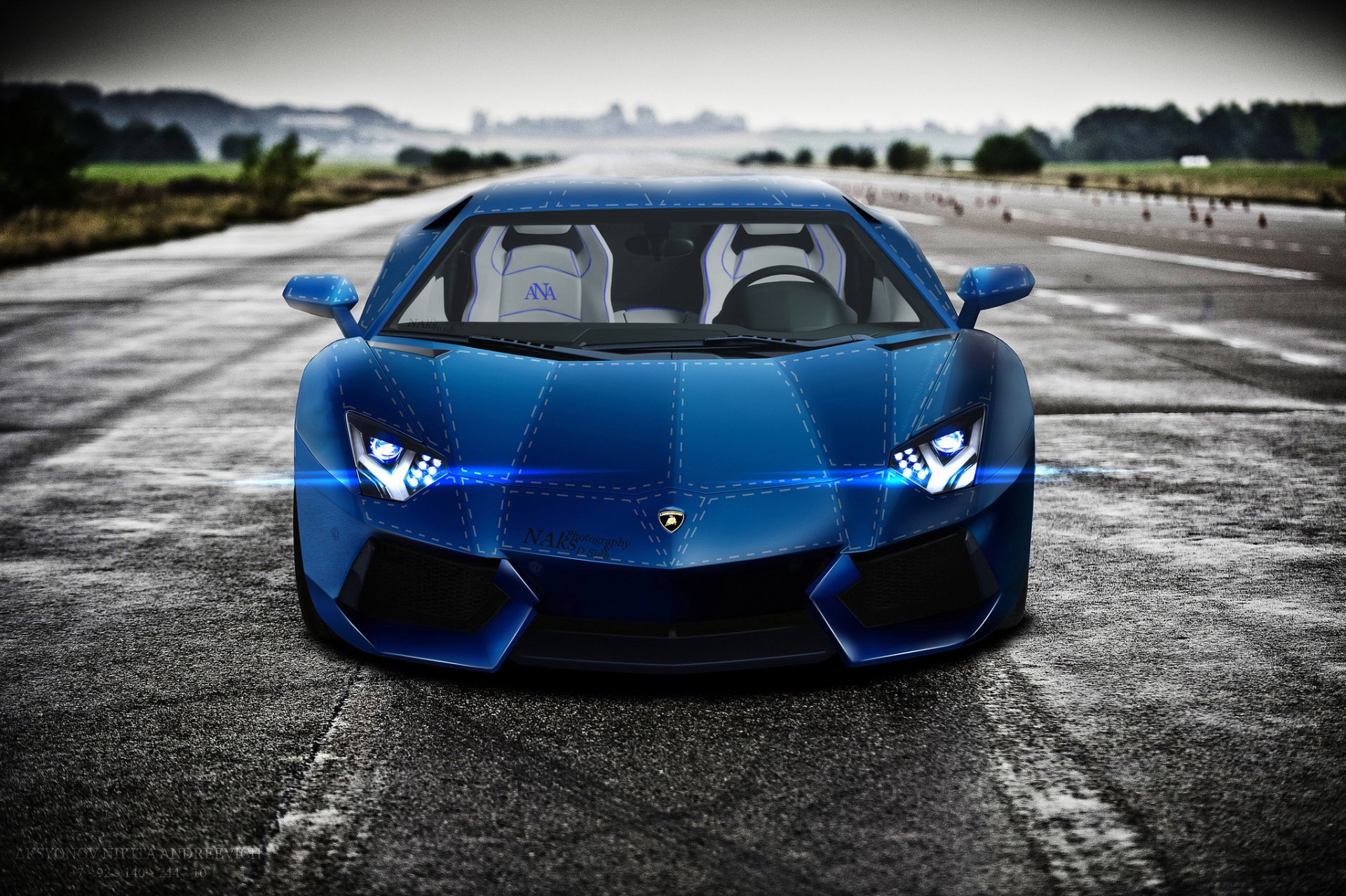 lamborghini aventador lp700-4 lb834 blu anteriore aksenov nikita andreevich pista