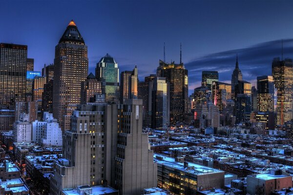 La hermosa noche de nueva York es fascinante