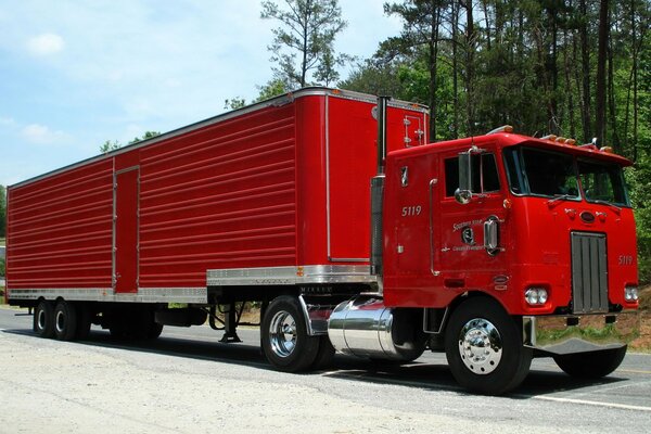 Huge Red tractor truck like from Terminator