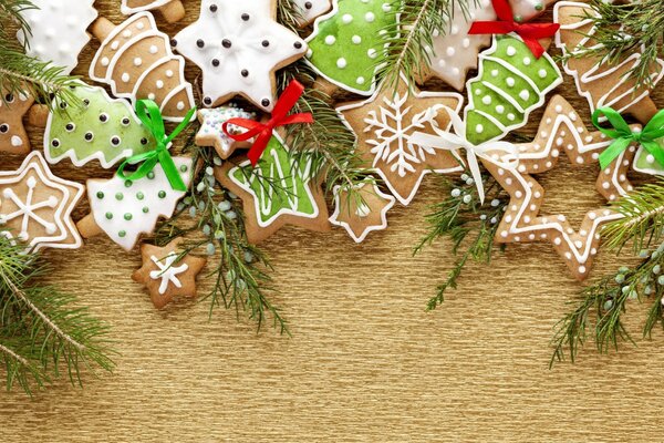 Christmas cookies in the form of snowflakes