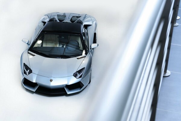 Top view of the spectacular lamborghini aventador car