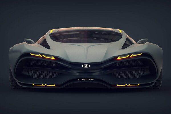 Concepto de coche deportivo negro Lada Raven