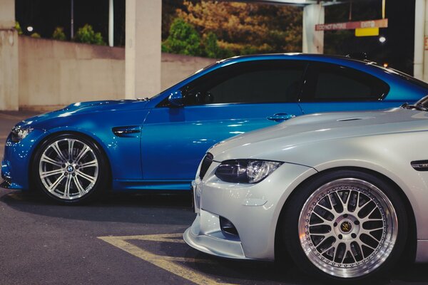 Luxury BMW parked side view